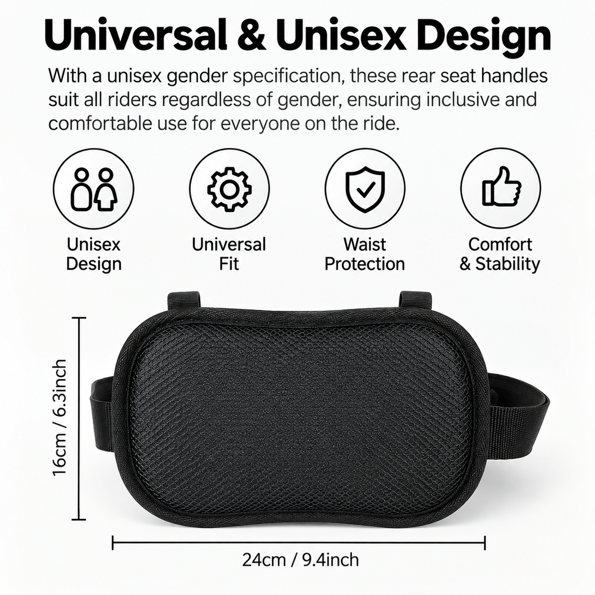 Universal and unisex design with size guide