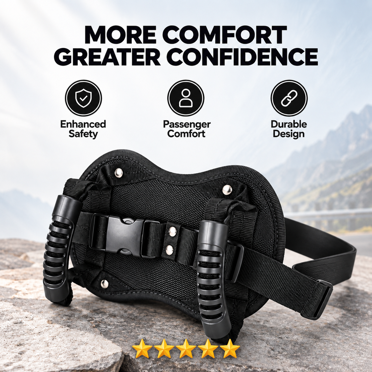Grip Ride passenger grip belt with two handles